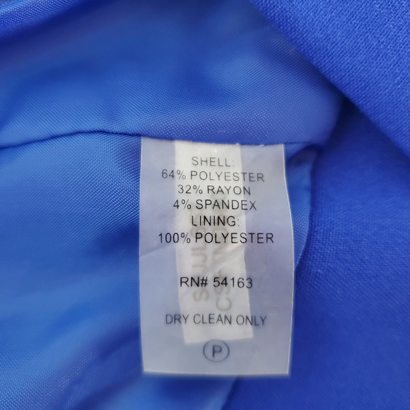 Calvin Klein Womens Open Front Jacket Royal Blue Lined Zippers Petites 2P - Picture 9 of 11